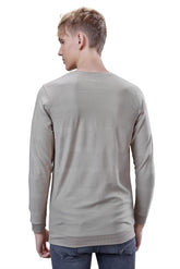 Grey Textured Full Sleeves T-Shirt